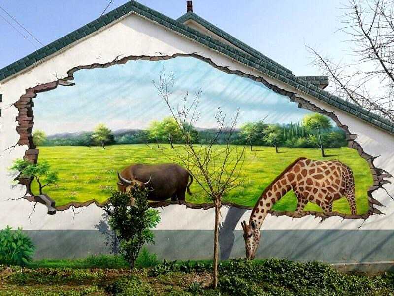 目前3D墻繪畫在運用方面也非常的廣泛